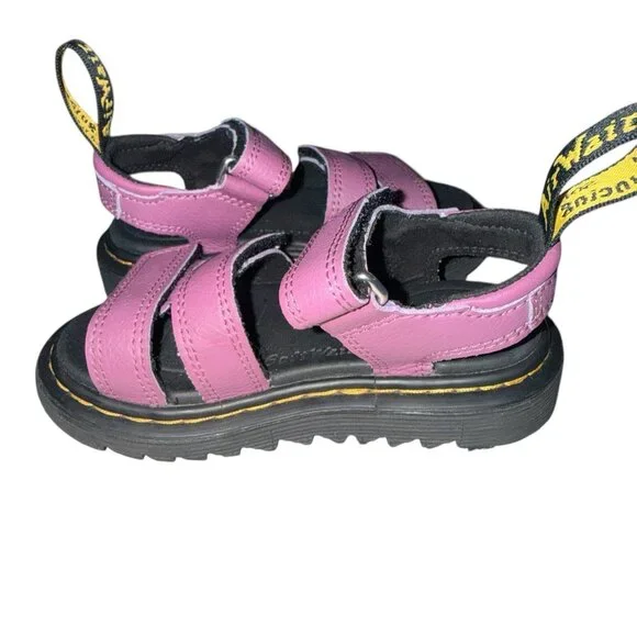 Dr. Martens Klaire Toddler Size 9 Purple Black Classic Leather Strappy Sandals - Picture 2 of 5